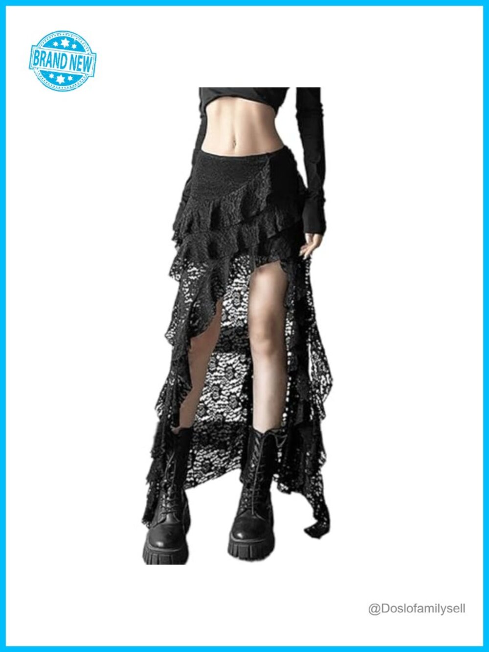 Boho Tulle Lace Fringe Flowy High Waist Maxi Skirt Women's